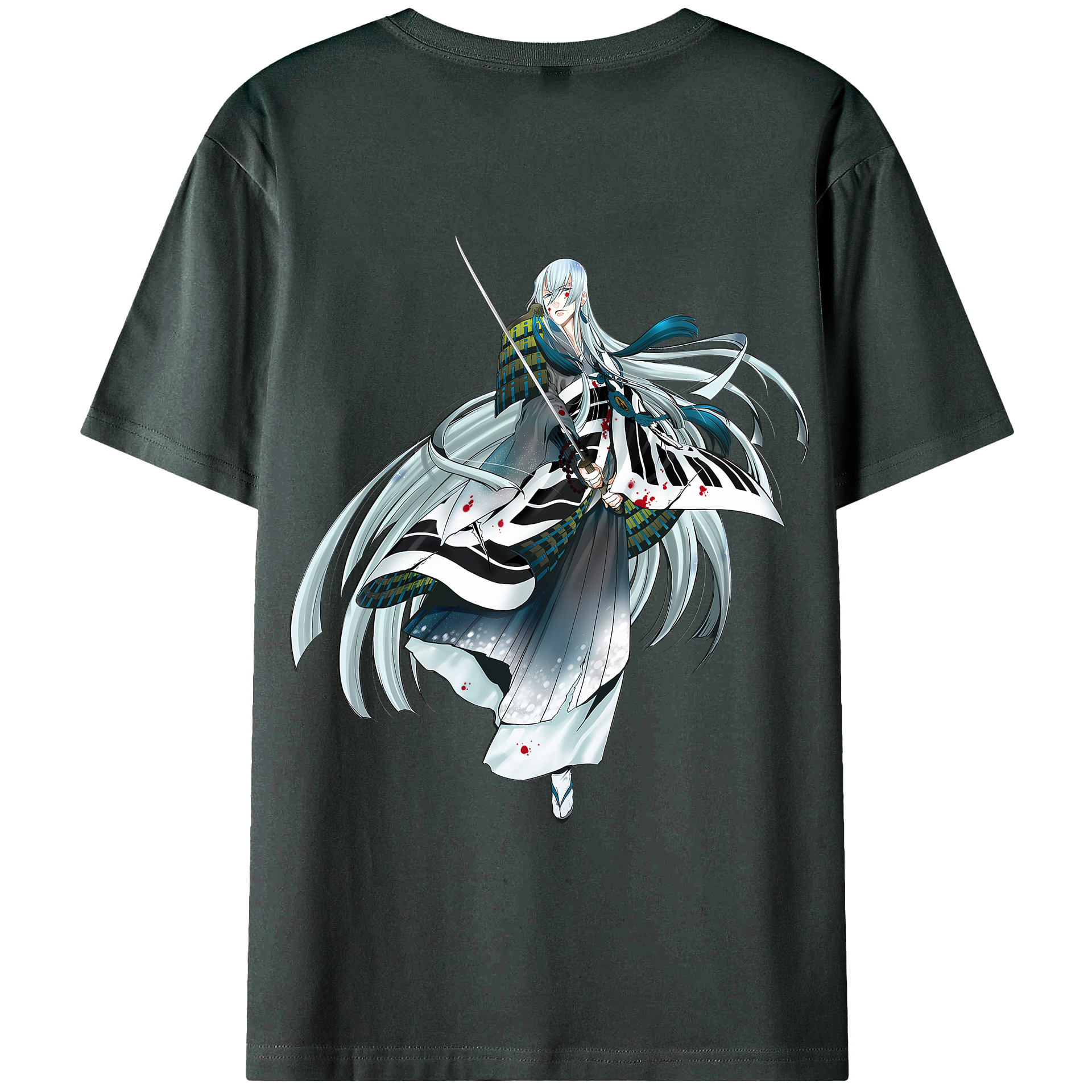 （画像用） 刀剣乱舞 Touken Ranbu 綿100％ メンズ半袖Tシャツ（バックプリント） 通気性
